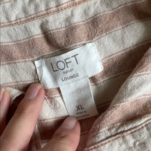 LOFT Lounge Linen Striped Blouse - Picture 8 of 9